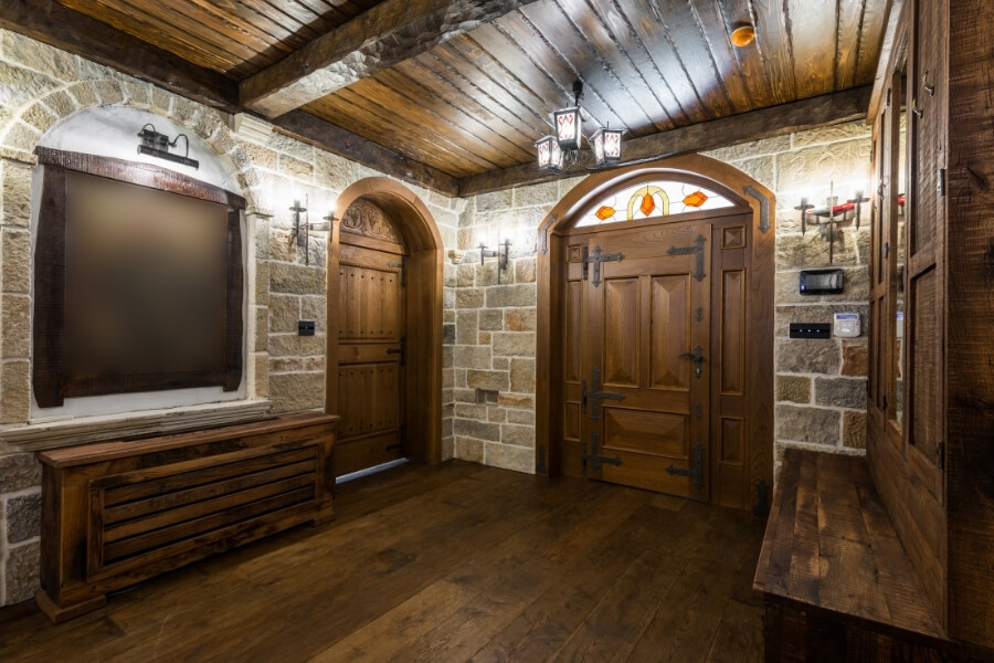 Wooden Cabinets in Basement